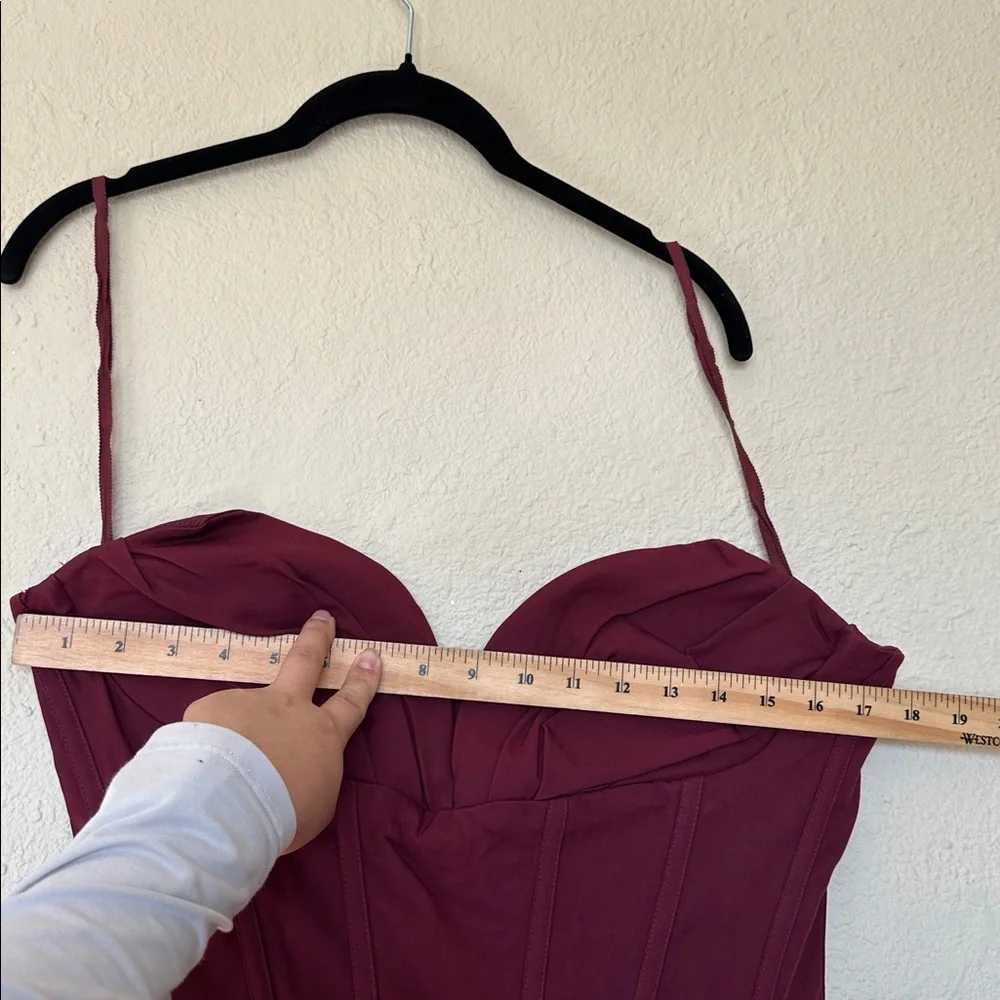 HOUSE OF CB 'Lady'‎ Wine Strapless Midi Dress NWOT SIZE L D-DD - Picture 8 of 14